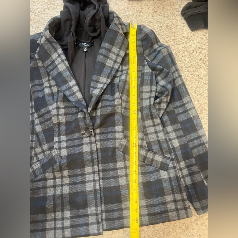 Laundry by shelli segal Plaid attached hood Blazer Jacket Chic Women Medium Fall - Picture 8 of 12